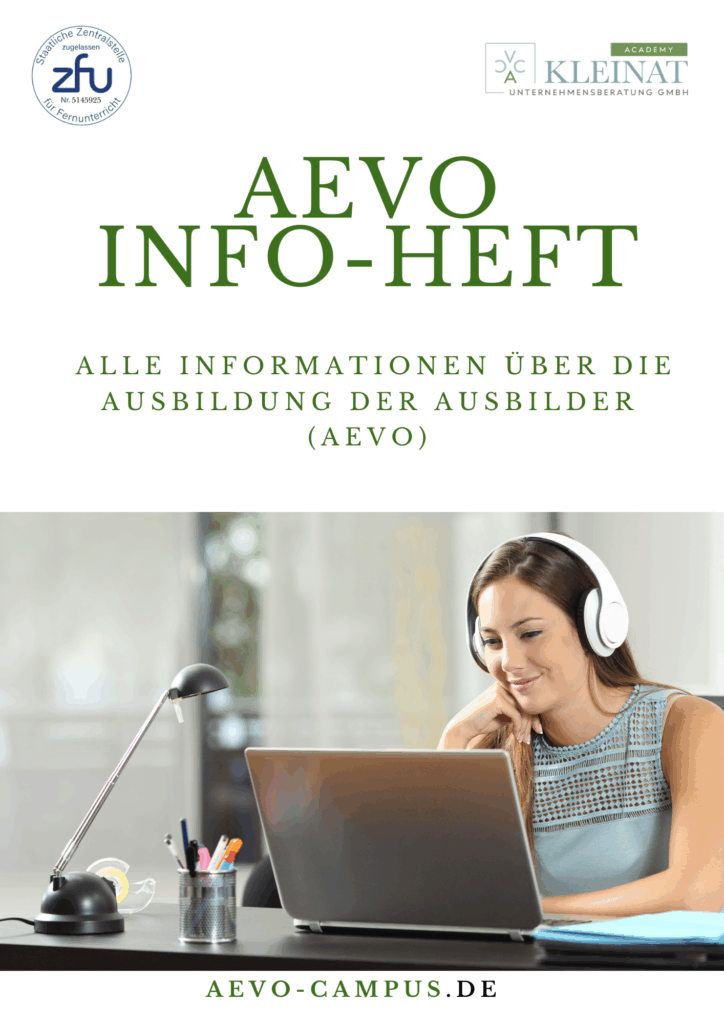 Deckblatt AEVO Campus Informationsheft über AEVO Ausbilderschein. 