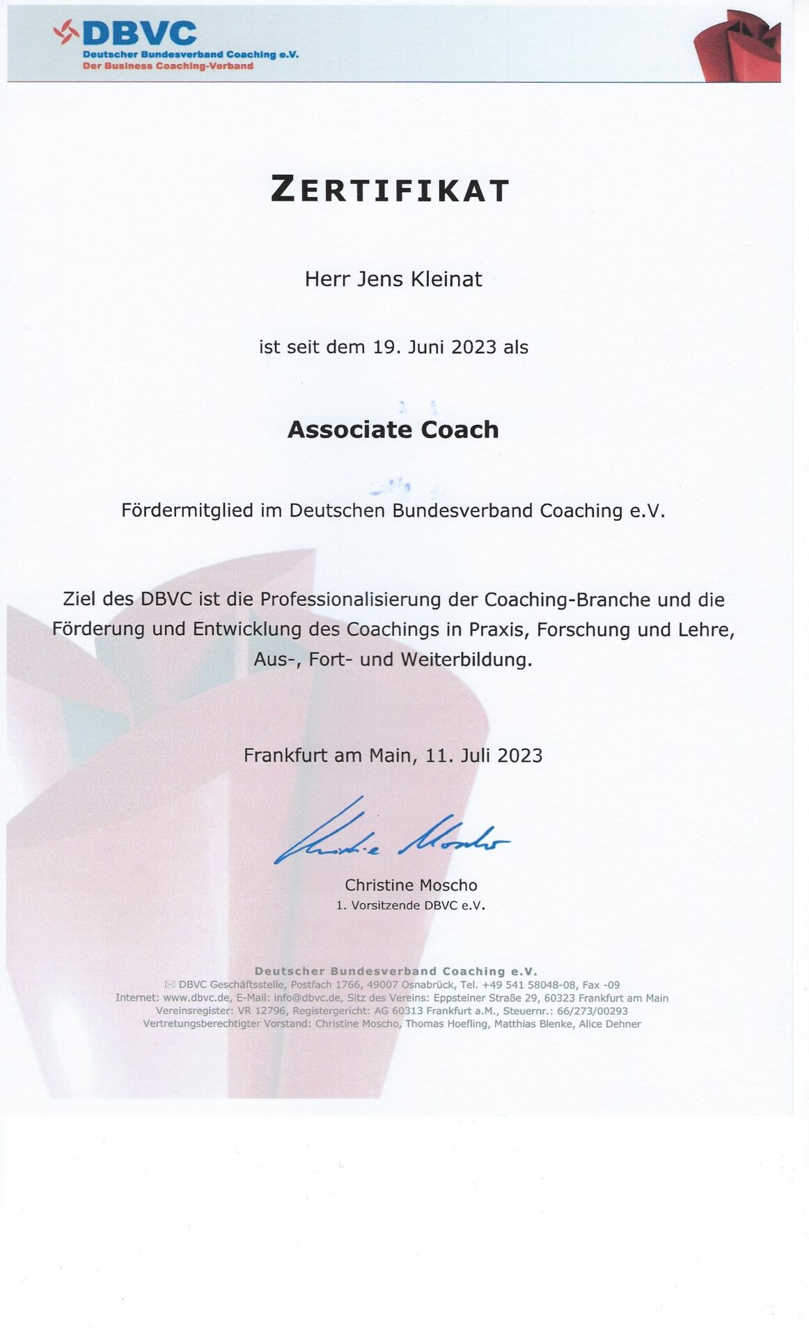 Business Coach Zertifikat
