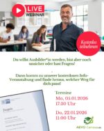 Neues Jahr. Neue Ziele.
Willst du 2026 die AEVO angehen?

Stell deine Fragen direkt in der kostenlosen Infoveranstaltung im Januar.
Ohne Druck. Ohne Fachchinesisch. Klar und praxisnah.

👉 Anmeldung:
https://lmy.de/kweNY

#aevo #ausbilderwerden #ausbilderjens #jahresstart #aevoprüfung #weiterbildung #aevocampus